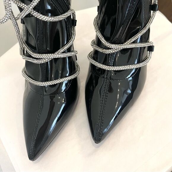 Azalea Wang Dripping‎ in Diamonds Patent Leather Booties Size 9, New without box - Picture 8 of 12